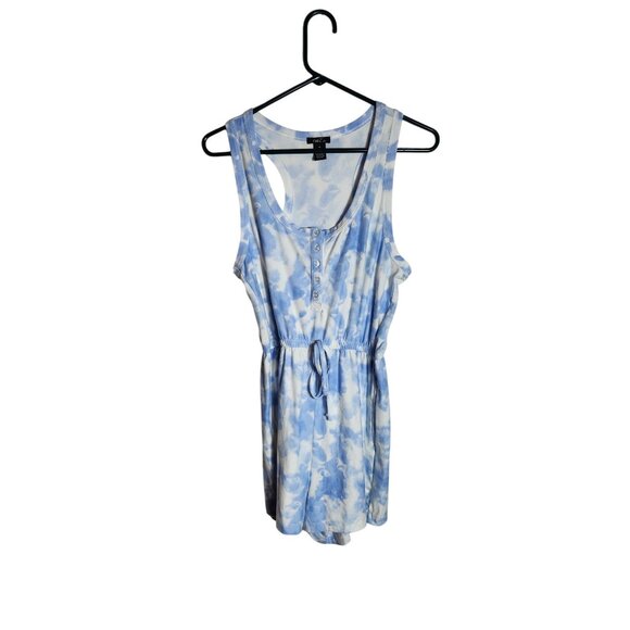 Rue21 Blue & White Tie-Dye Sleeveless Romper With Drawstring Waist M - Picture 1 of 3